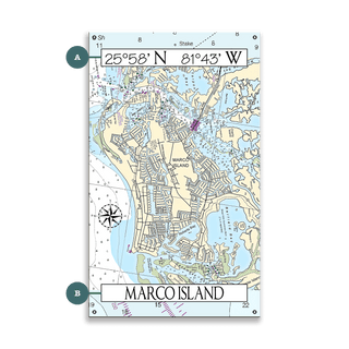 Marco Island, FL, Area Chart - Wood & Metal Wall Art Wood & Metal Wall Art Joanne Murphy Metal 14" x 24"