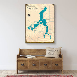 Alexandria Chain of Lakes, Minnesota - Wood & Metal Wall Art