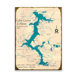 Lake Coeur d'Alene, Idaho - Wood & Metal Wall Art Metal by Lake Art