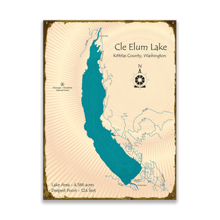Cle Elum Lake, Washington - Wood & Metal Wall Art Metal by Lake Art