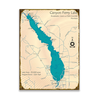Canyon Ferry Lake, Montana - Wood & Metal Wall Art Metal by Lake Art