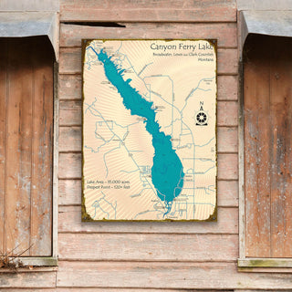 Canyon Ferry Lake, Montana - Wood & Metal Wall Art by Lake Art