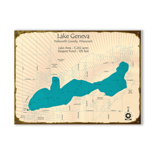 Lake Geneva, Wisconsin - Wood & Metal Wall Art Metal by Lake Art