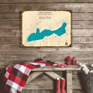 Lake Geneva, Wisconsin - Wood & Metal Wall Art by Lake Art