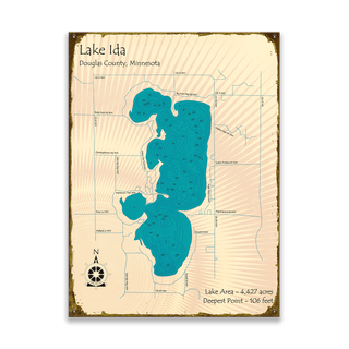 Lake Ida, Douglas County, Minnesota - Wood & Metal Wall Art