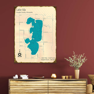 Lake Ida, Douglas County, Minnesota - Wood & Metal Wall Art