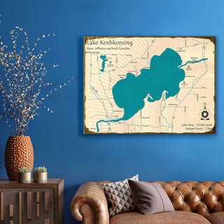 Lake Koshkonong, Wisconsin - Wood & Metal Wall Art by Lake Art