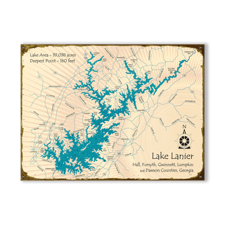 Lake Lanier, Georgia - Wood & Metal Wall Art Metal by Lake Art