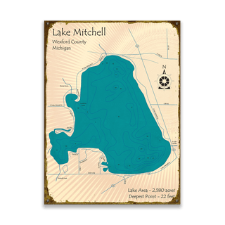 Lake Mitchell, Wexford County, Michigan - Wood & Metal Wall Art Lake Art