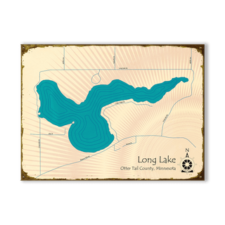 Long Lake, Otter Tail County MN - Wood & Metal Wall Art Metal by Lake Art