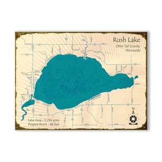 Rush Lake, Otter Tail Minnesota - Wood & Metal Wall Art Metal by Lake Art