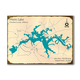 Weiss Lake, Alabama - Wood & Metal Wall Art Metal by Lake Art