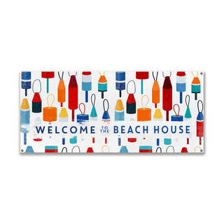 Beach House Buoy Welcome: Generic - Wood & Metal Wall Art Metal 24" x 10.5" by Meissenburg Designs