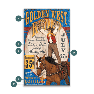 Golden West Rodeo - Wood & Metal Wall Art Metal by Out West Design