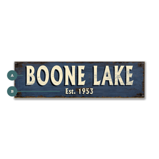 Old Town Charm Sign: Blue - Wood & Metal Wall Art Metal 36" x 10.5" by Out West Design