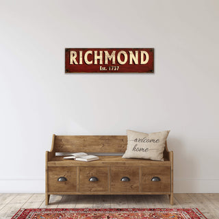 Old Town Charm Sign: Red - Wood & Metal Wall Art by Out West Design