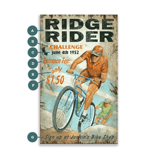 Ridge Rider Bike Challenge - Wood & Metal Wall Art Out West Design