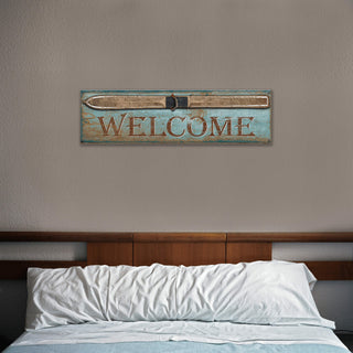 Rustic Ski Welcome - Wood & Metal Wall Art by Out West Design