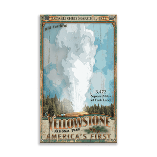 Old Faithful Geyser - Yellowstone - Wood & Metal Wall Art Out West Design