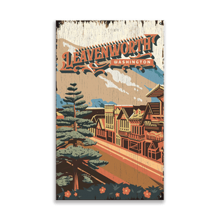 Leavenworth, Washington: Distressed Finish - Wood & Metal Wall Art Out West Design