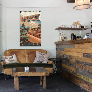 Leavenworth, Washington: Distressed Finish - Wood & Metal Wall Art Out West Design