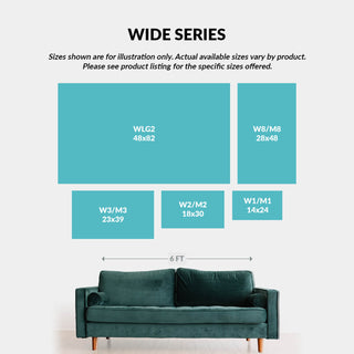 Sign Size Key for our Wide series, showing the relative sizes of each sign.
