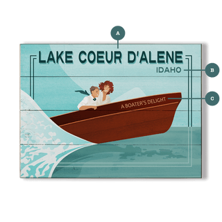 Couple's Boat Ride Bliss - Wood & Metal Wall Art Wood by Meissenburg Designs