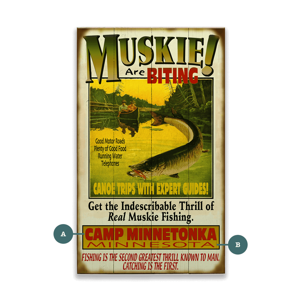 The Muskie are Biting! - Wood & Metal Wall Art – Old Wood Signs