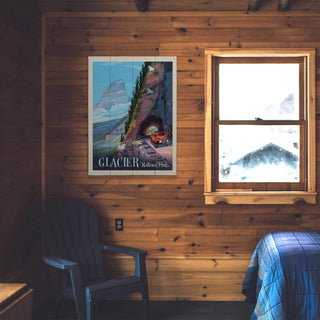 Glacier National Park: Bus and Mountain Goats - Wood & Metal Wall Art Anderson Design Group