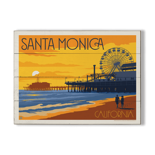 Santa Monica Pier: Sunset - Wood & Metal Wall Art Anderson Design Group