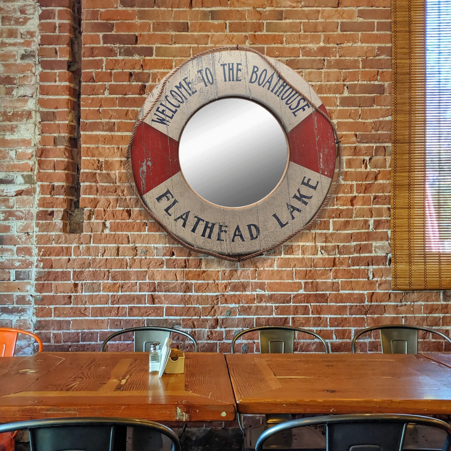 Life Preserver - Wood Wall Decor with Mirror – Old Wood Signs