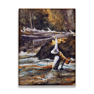 Almost In Hand: A Fly-Fishing Moment - Wood & Metal Wall Art