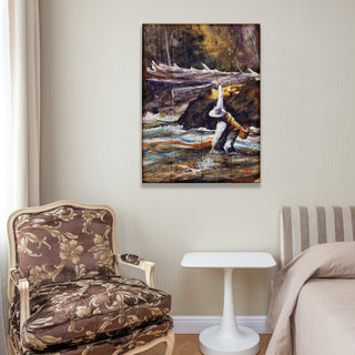Almost In Hand: A Fly-Fishing Moment - Wood & Metal Wall Art