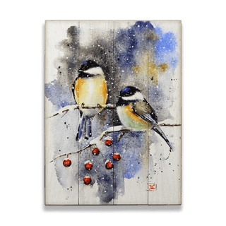 Chickadees and Crabapples - Wood & Metal Wall Art