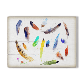 Falling Feathers - Wood & Metal Wall Art
