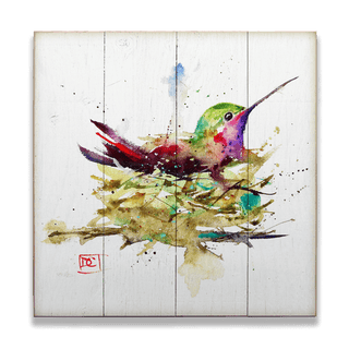 Hummer in a Nest - Wood & Metal Wall Art