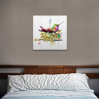 Hummer in a Nest - Wood & Metal Wall Art