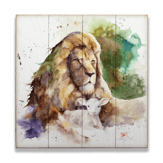 The Lion and the Lamb - Wood & Metal Wall Art