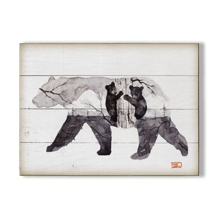 Mama Bear and Cubs - Wood & Metal Wall Art