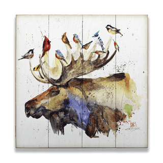 Moose and the Bird Choir - Wood & Metal Wall Art