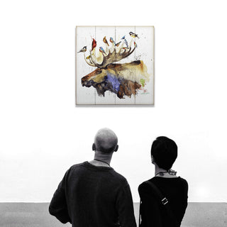 Moose and the Bird Choir - Wood & Metal Wall Art