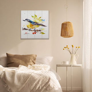 Nuthatch and Berries - Wood & Metal Wall Art