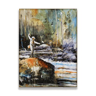 Fly Fishing on the Upper River - Wood & Metal Wall Art