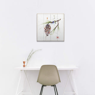 White Pine Cone - Wood & Metal Wall Art