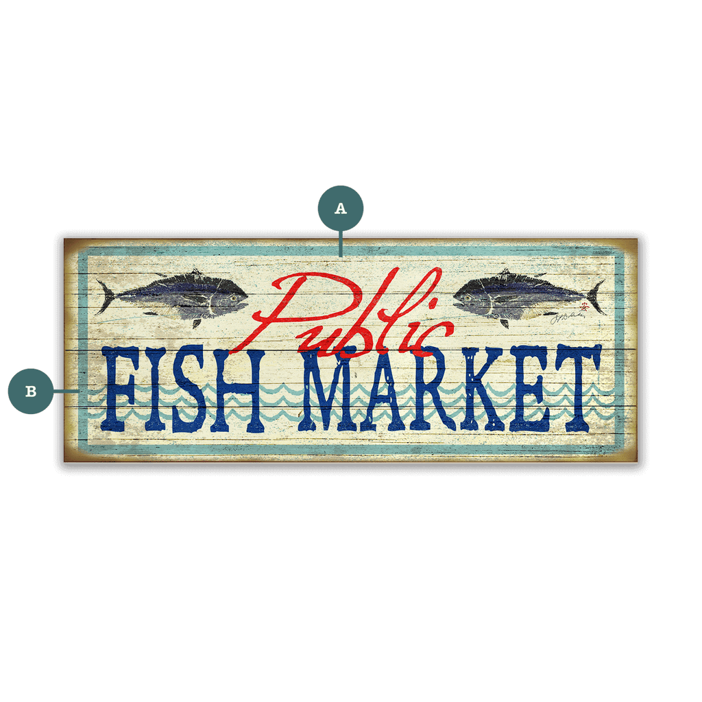 Public Fish Market - Wood & Metal Wall Art – Old Wood Signs