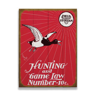 Field & Stream Cover September 1902 - Wood & Metal Wall Art with vintage hunting duck and red background design