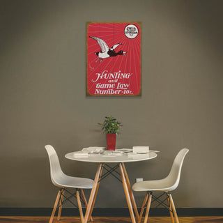 Field & Stream Cover September 1902 - Wood & Metal Wall Art featuring vintage hunting and game law design above a modern dining set