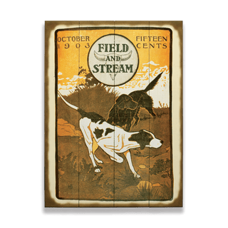 Field & Stream Cover October 1903 - Wood & Metal Wall Art featuring vintage hunting dog and bird design on wood signs.
