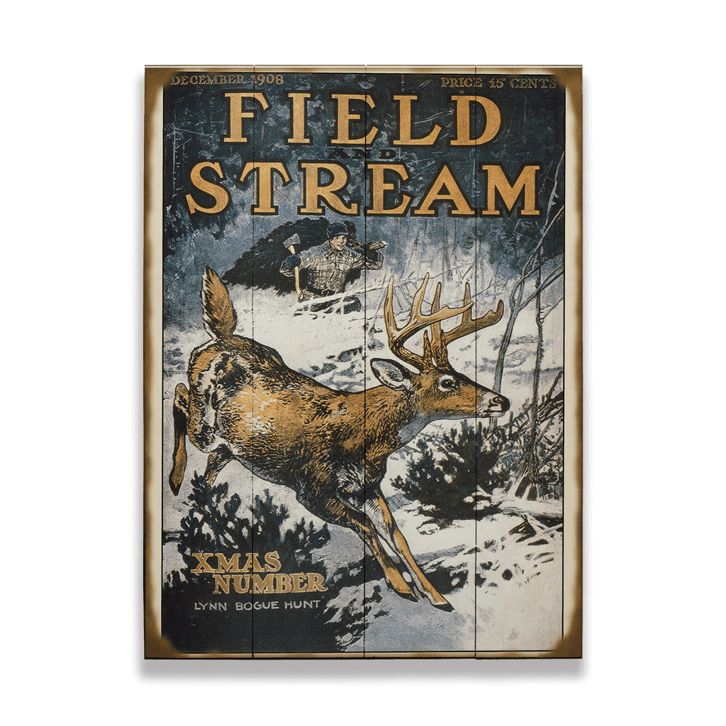 Field & Stream Cover December 1908 - Wood & Metal Wall Art – Old Wood Signs