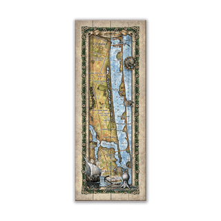 Hutchinson Island, Florida: Illustrated Map - Wood & Metal Wall Art Wood & Metal Wall Art Lisa Middleton Wood 14" x 36"